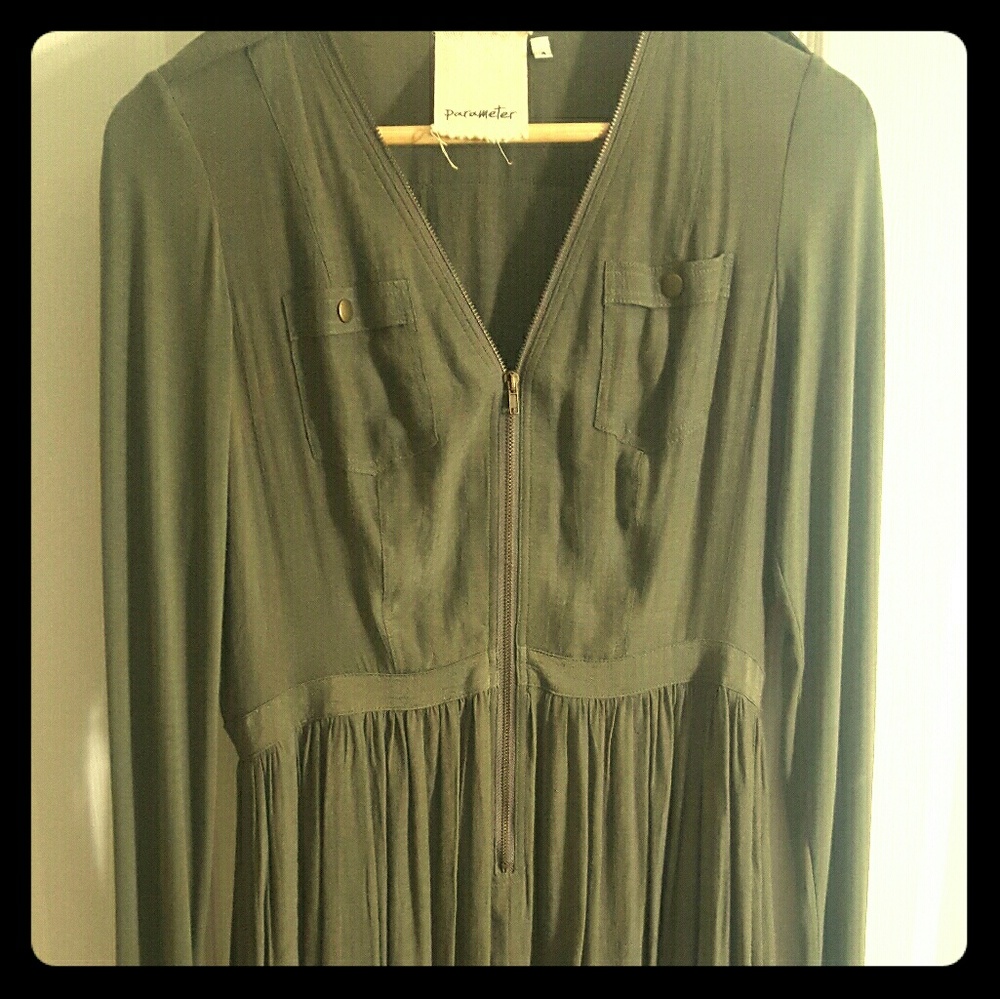 Parameter olive green military style dress