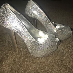 Silver sequined heels