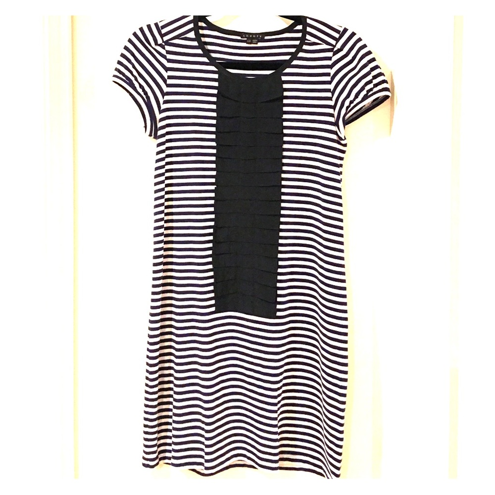 Theory Navy / White striped dress w/ silk detail