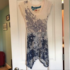 Blue and cream patterned desigual dress