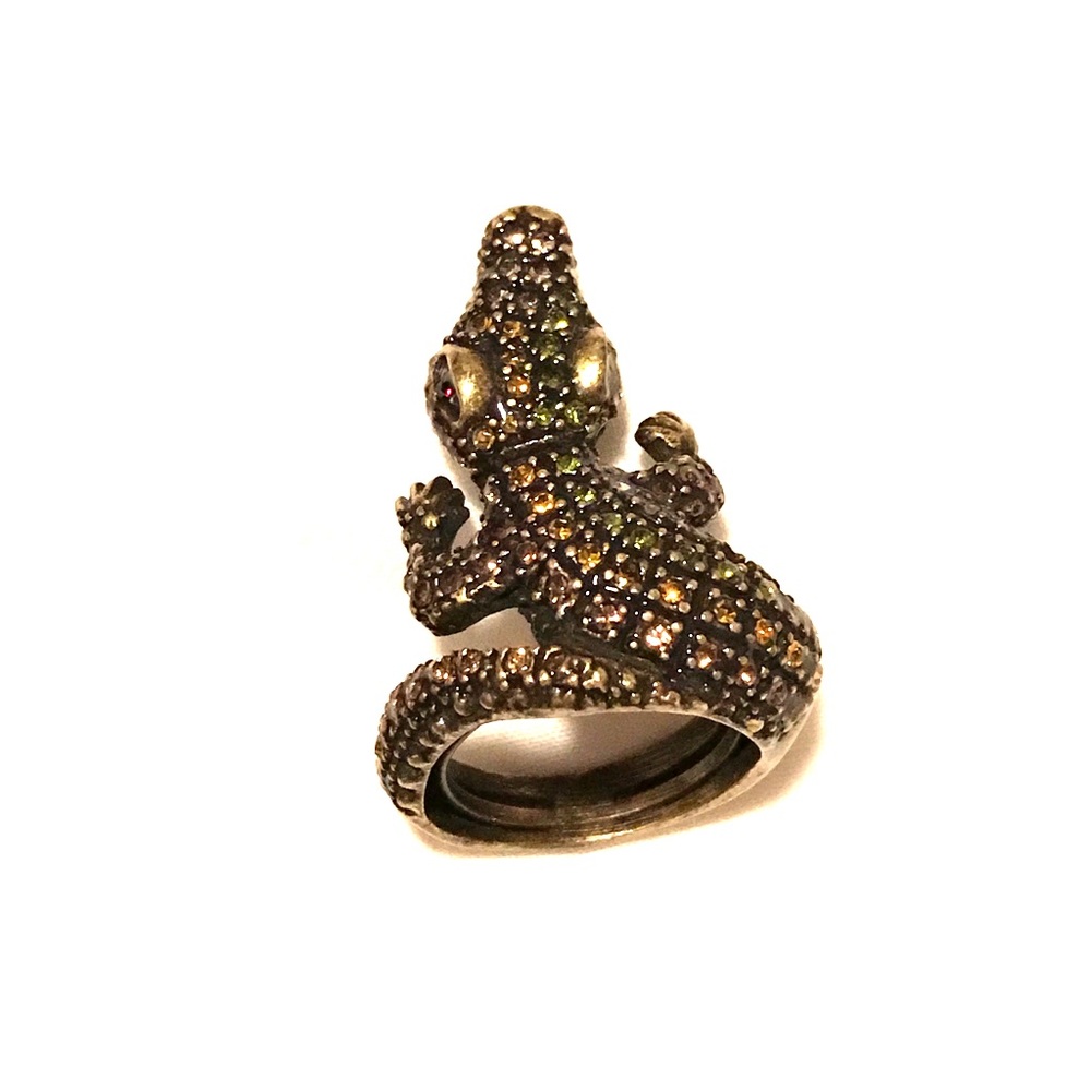 Rhinestone alligator ring crawler - adjustable