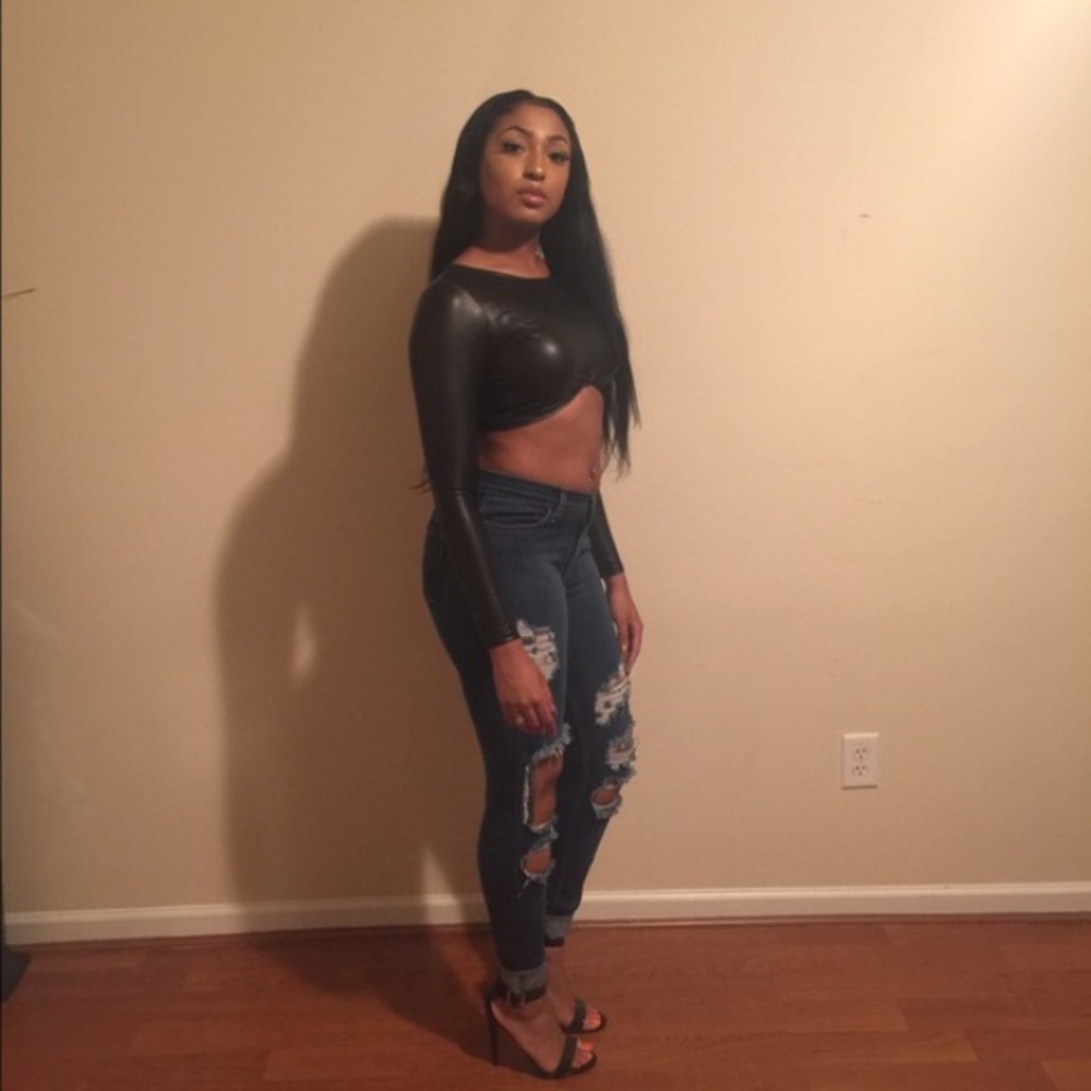 Leatherette crop tops