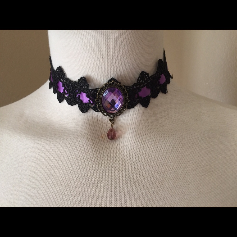 Last! Sexy Black & Purple Victorian Gothic Choker