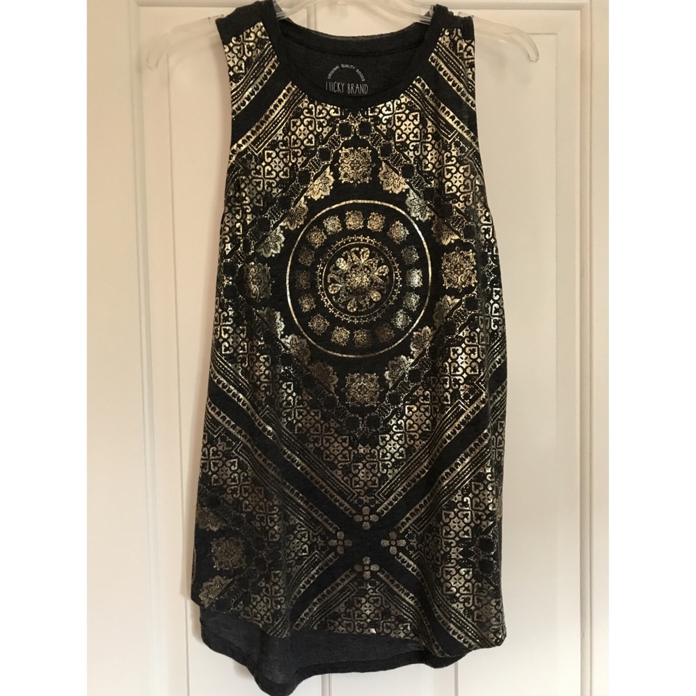Lucky grey and gold tank top