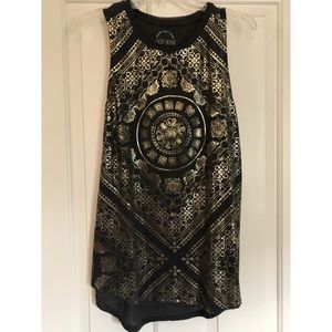Lucky grey and gold tank top