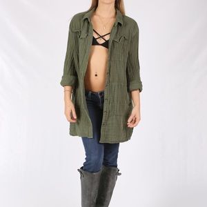Green linen cardigan