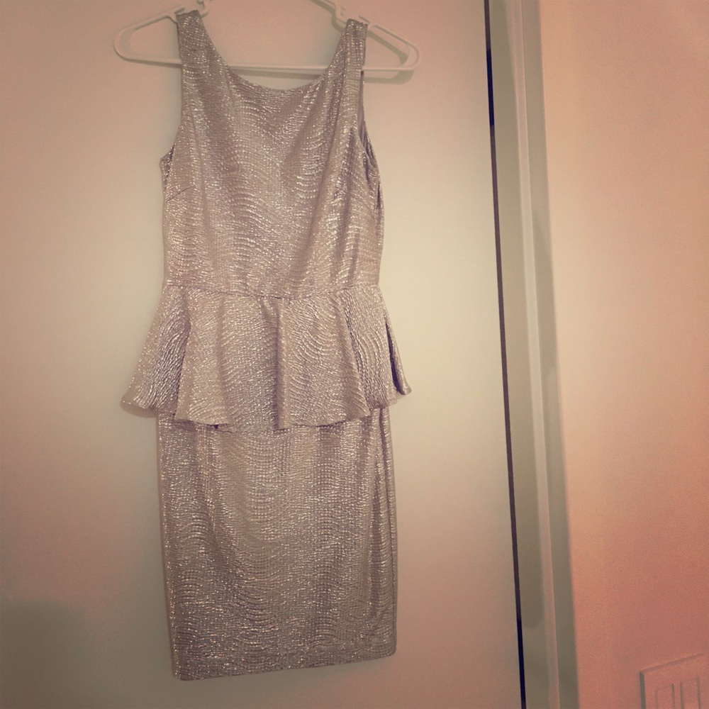 Nordstrom Silver metallic cocktail dress