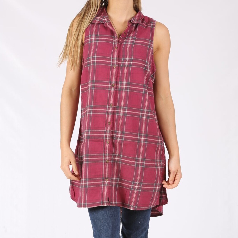 Flannel print dress/cardigan