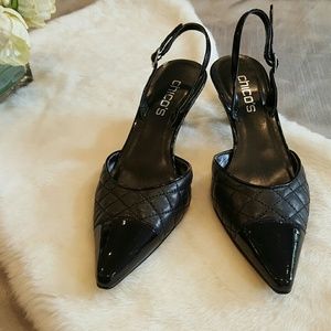 🎀Chico's Black Cross Stitch Heels Shoes