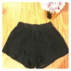 Black Coachella Crocheted Shorts