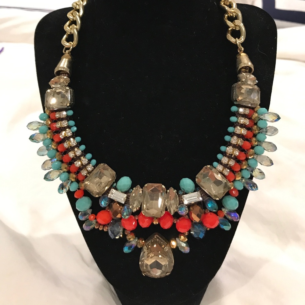 Statement necklace with fun colors.