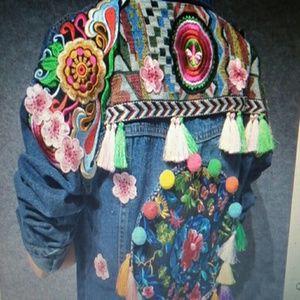 Women Handmade Bohemia Denim Jacket