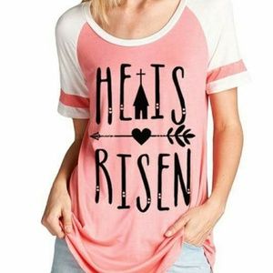 He Is Risen graphic raglan top