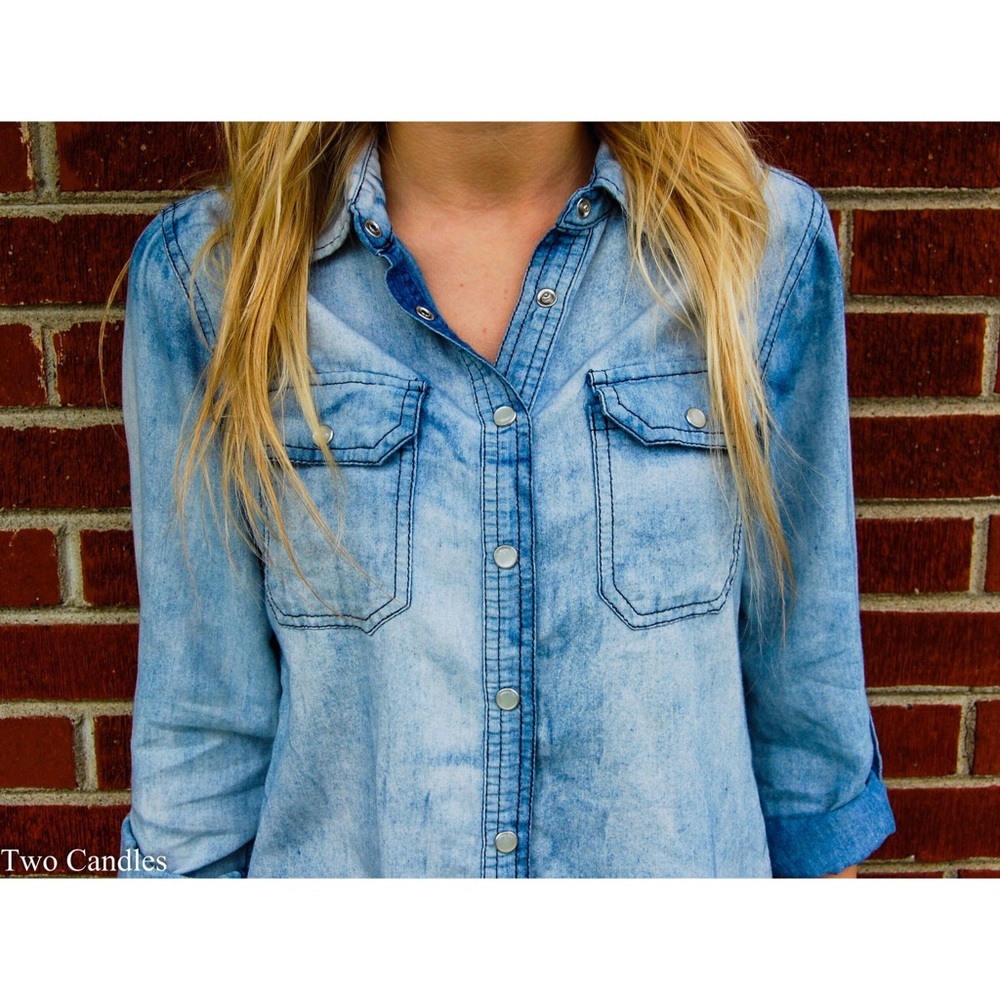 Women's denim cotton button up
