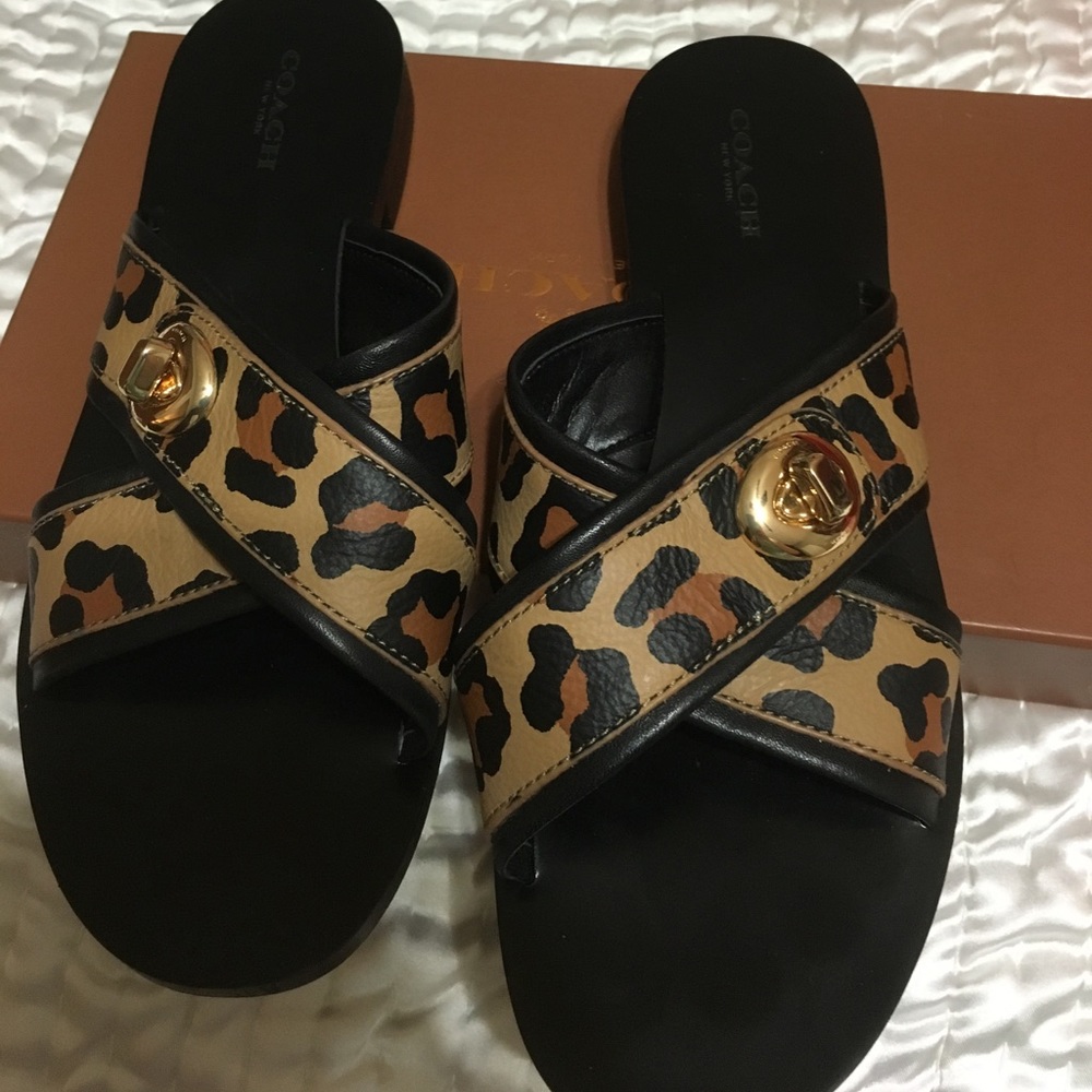 Coach leopard sandals. Hardly worn
