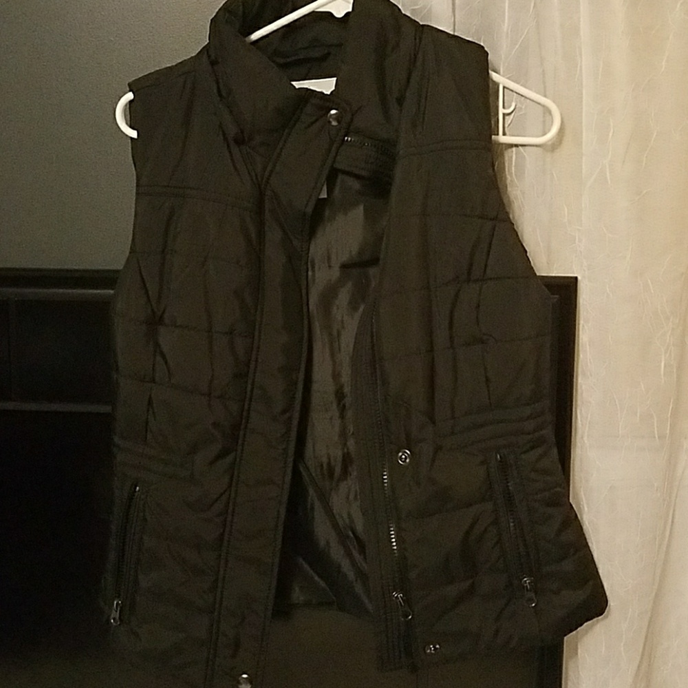 Black puffer vest.