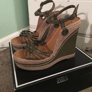 M.I.A Olive Wedges Size 8