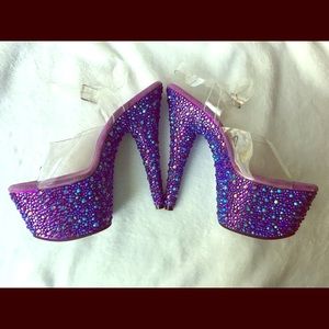 Pleaser Rhinestone 7 inch heels, purple
