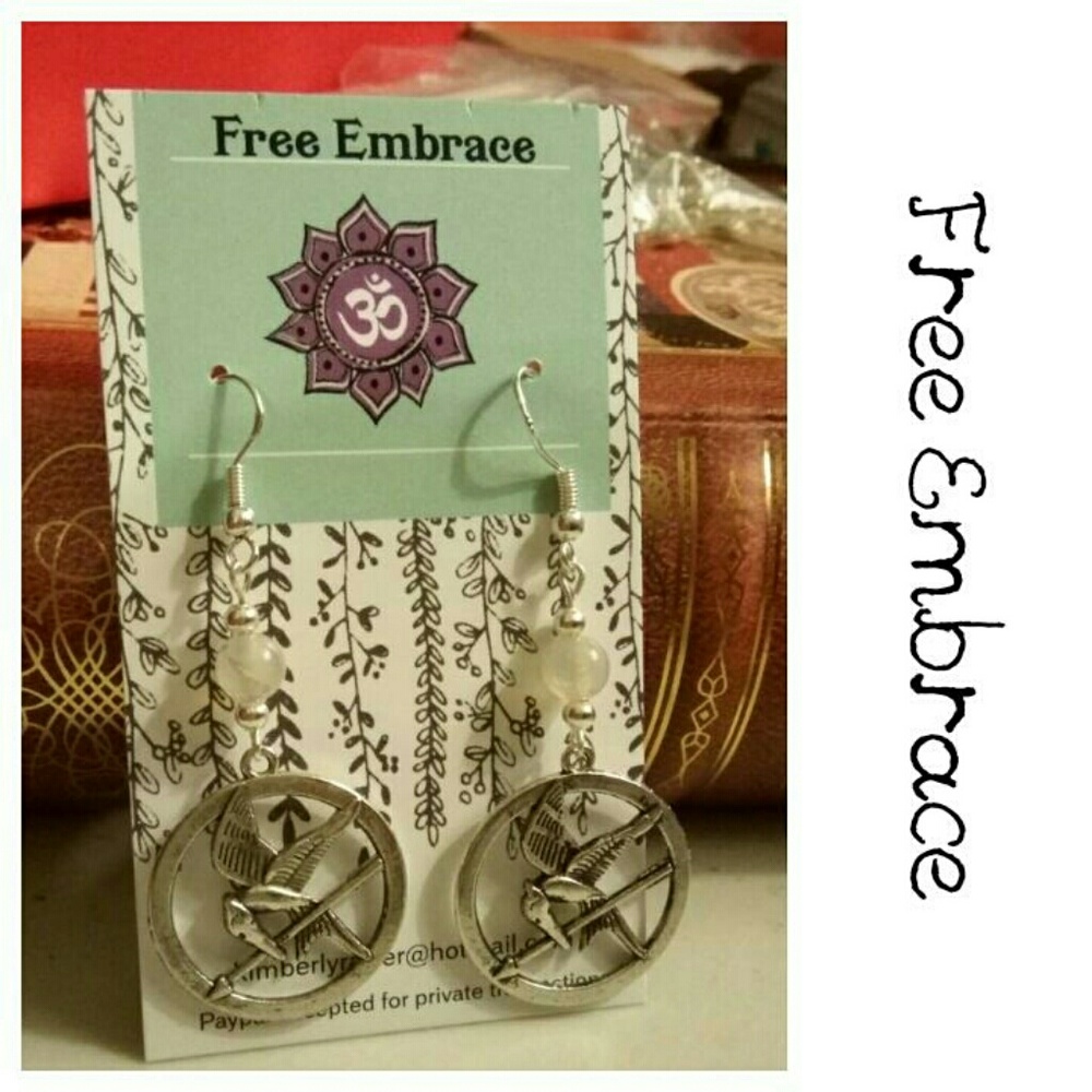 Silver Hunger games earrings
