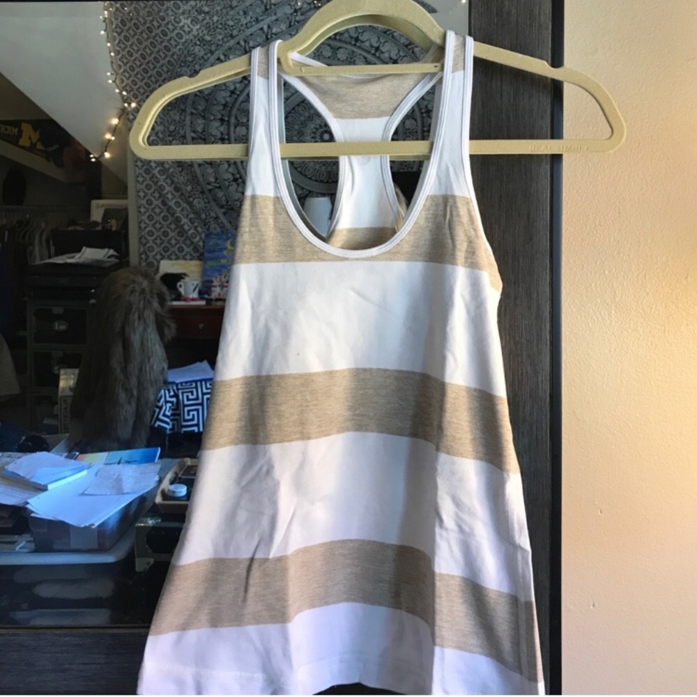 Lululemon Tan and White wide stripe CRB