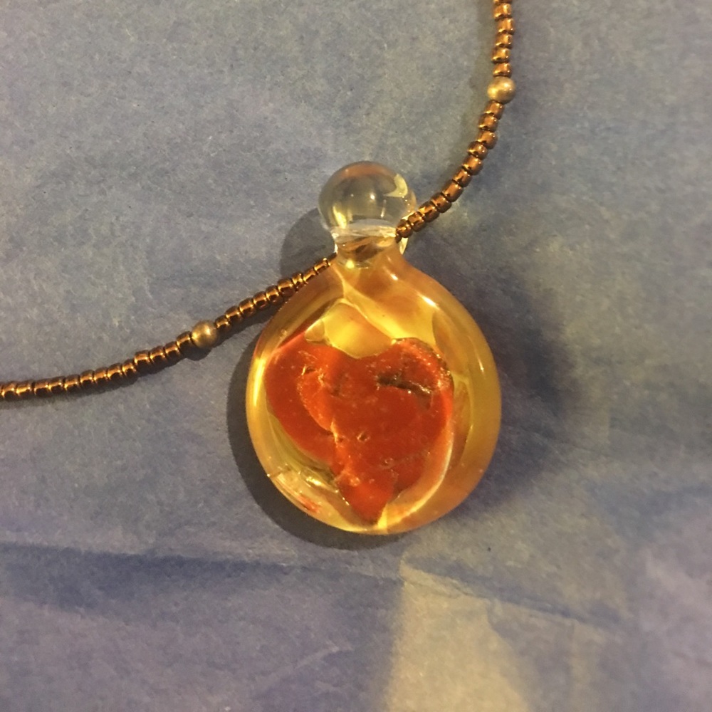 NWOT Blown Glass Beaded Necklace w/ Heart