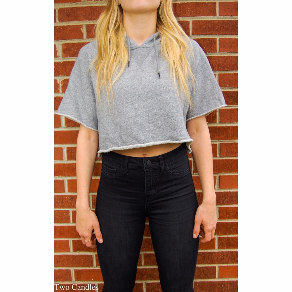 Women's grey hoodie crop top