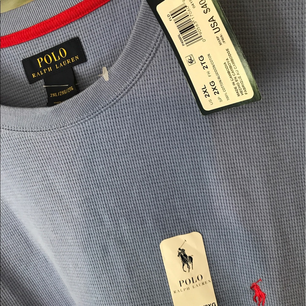 Ralph Lauren Waffle-Knit Thermal Crew-Neck Tshirt