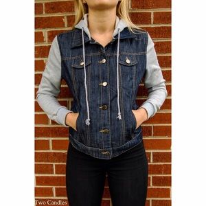 Women's denim and cotton long sleeve jacket