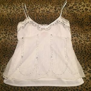 Very Vera White Jewel Lace Silk Top Blouse ⚜️ Very Vera White Jewel Lace Silk Top Blouse ⚜️