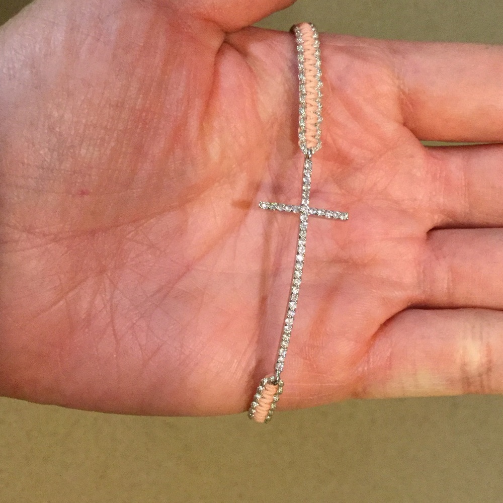 Pink Tai Pave CZ Cross Woven Bracelet