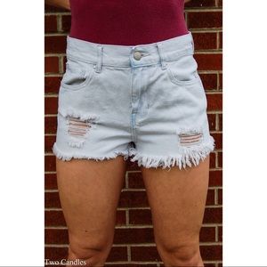 Women's high rise white denim shorts