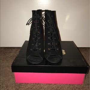 Black lace up booties