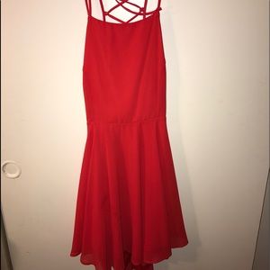 Red LuLus lace-up backed dress