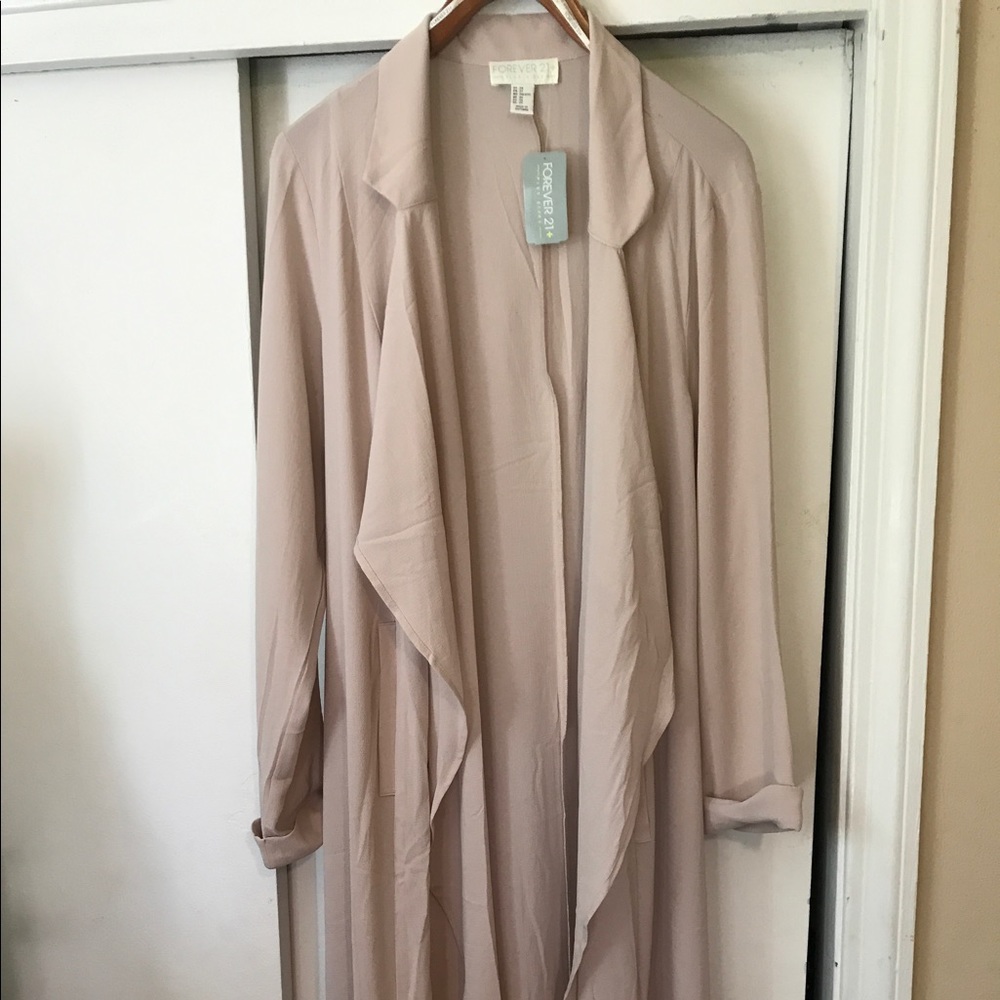 Forever 21 + Wrap Drape-Front Jacket Taupe NWT
