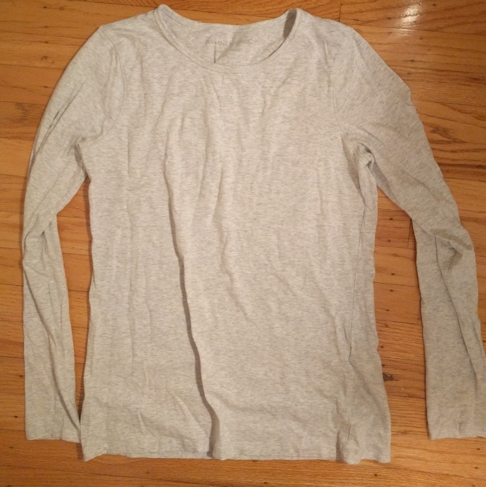 Banana Republic Light Grey Cotton Long Sleeve Tee