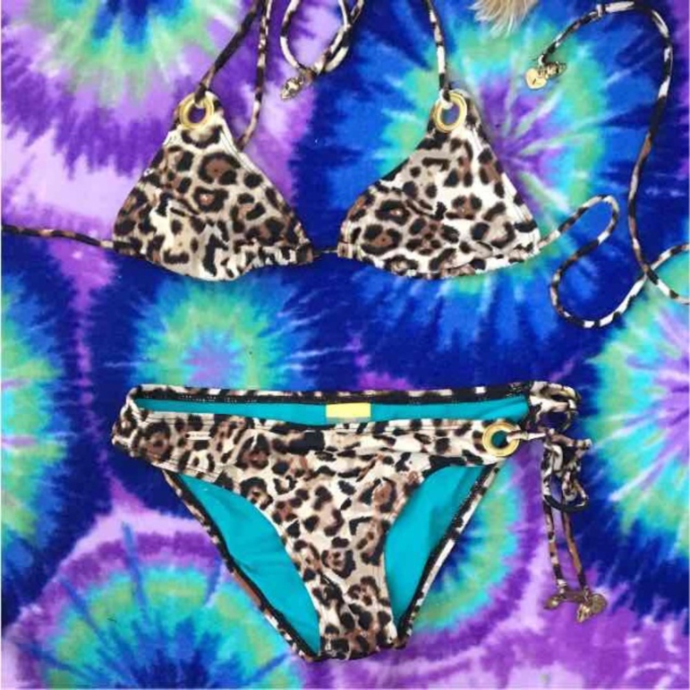 la hearts cheetah print bikini pacsun