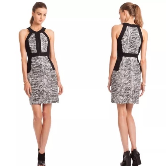 NWT Trina Turk White Black Animal Print Dress 10 - Picture 2 of 4
