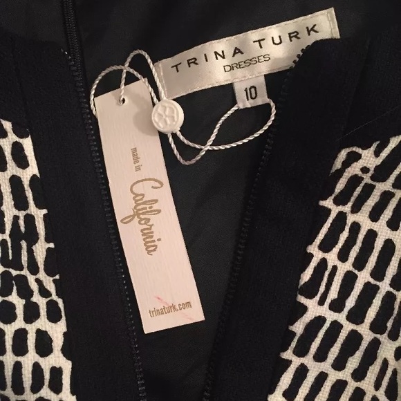 NWT Trina Turk White Black Animal Print Dress 10 - Picture 4 of 4
