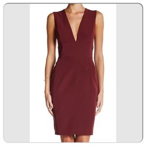 NWT Alexia Admor V-Neck Sheath Wine Burgundy Dress