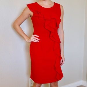 Calvin Klein Red Ruffle Dress
