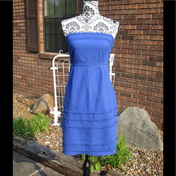 Old Navy Dresses & Skirts - Blue Linen Strapless Dress NWT