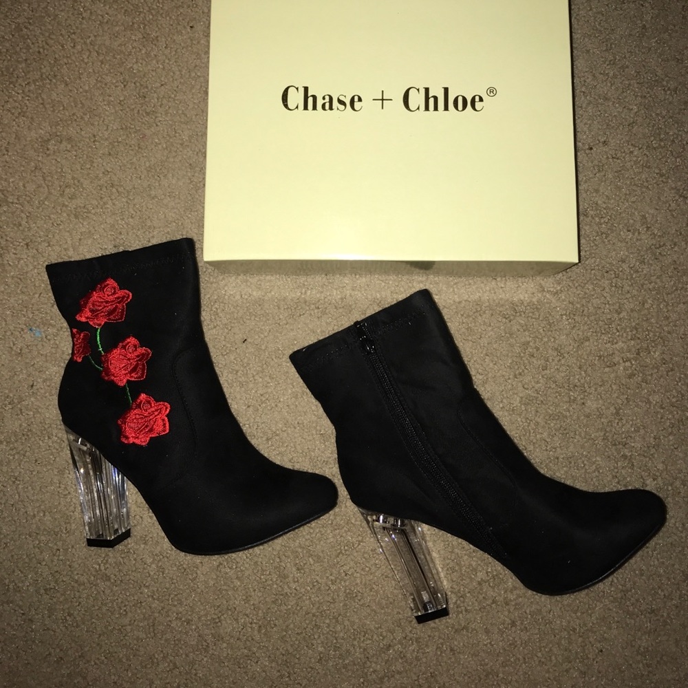 Rose embroidered sock booties