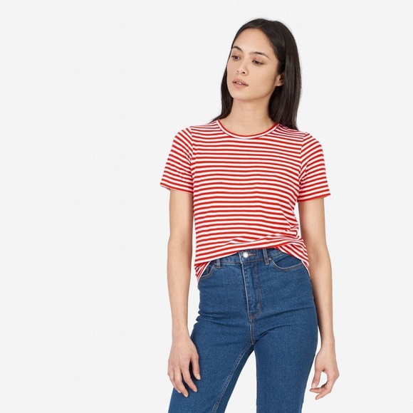 Vintage Tops - Vintage 90s Crew Striped T Shirt