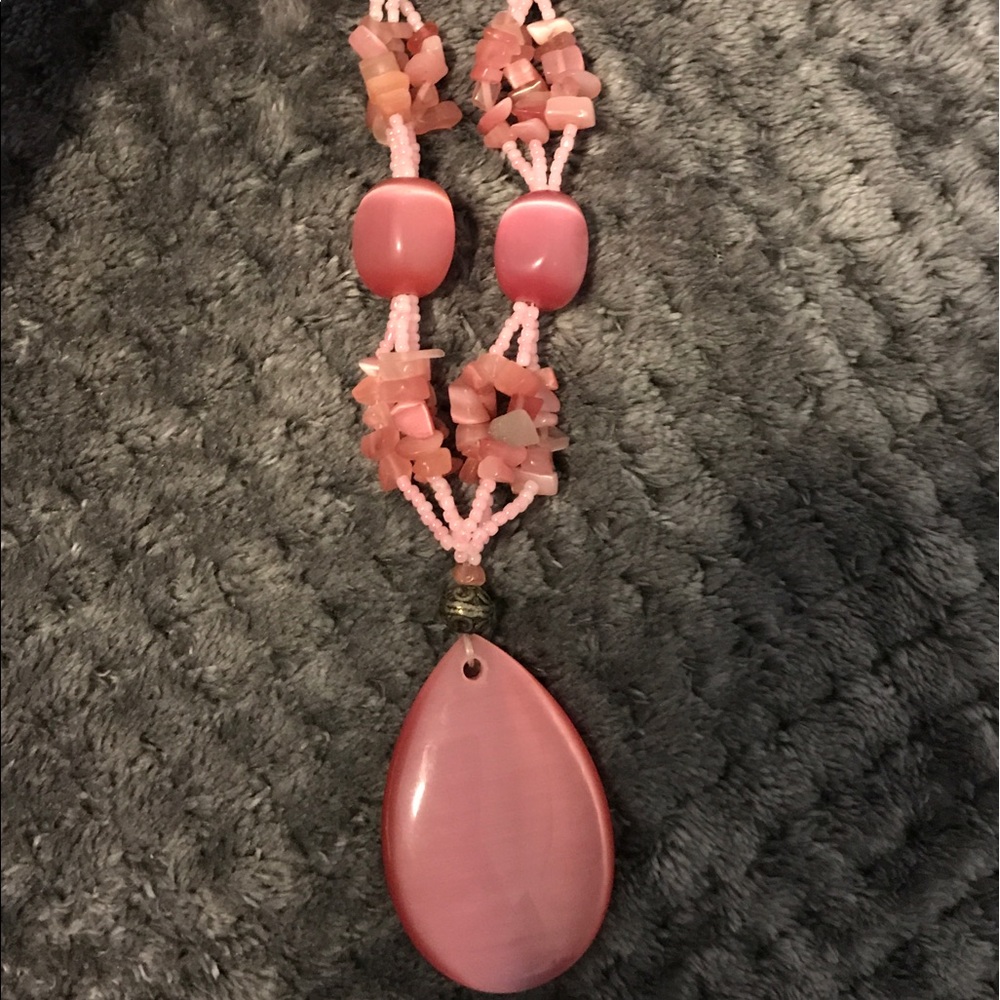 Pink stone necklace