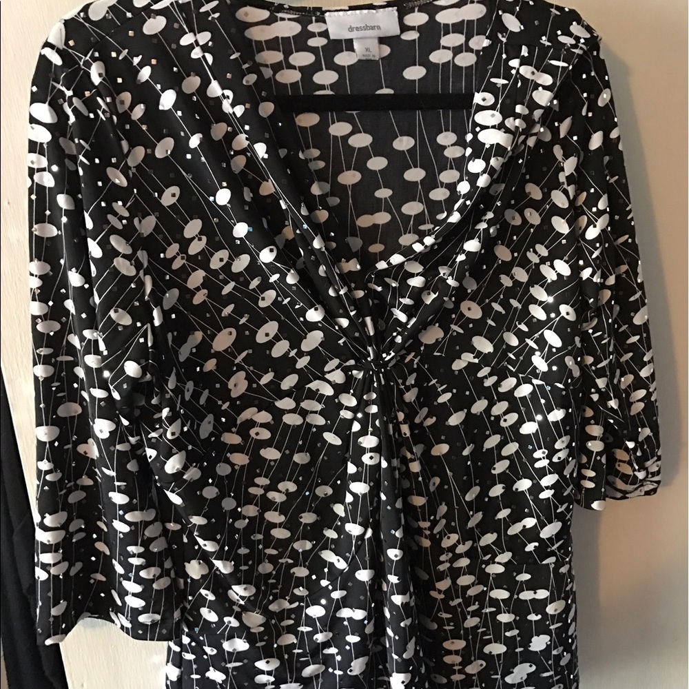 Dressbarn Dressy XL Black Vneck Blouse