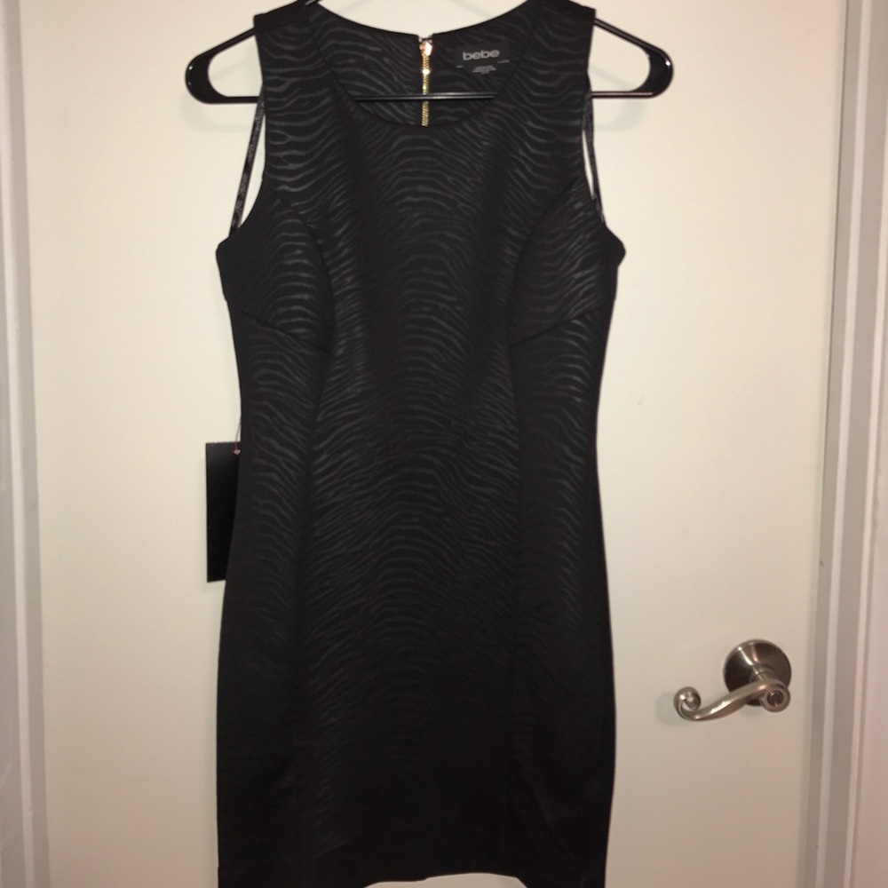 Black on blk zebra Bebe mini dress
