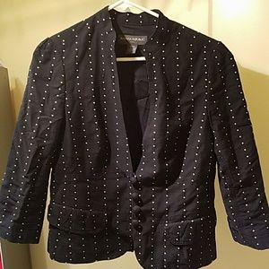 100% cotton black blazer with tan small squares
