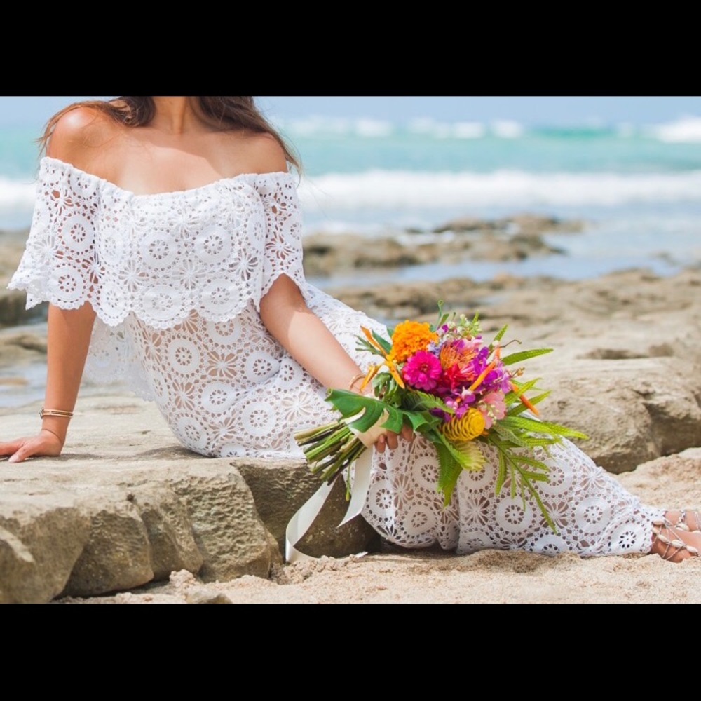 Boho crochet wedding dress