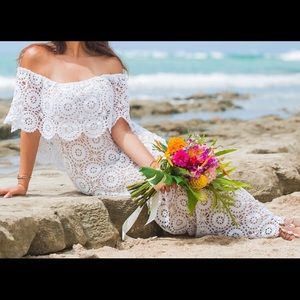 Boho crochet wedding dress
