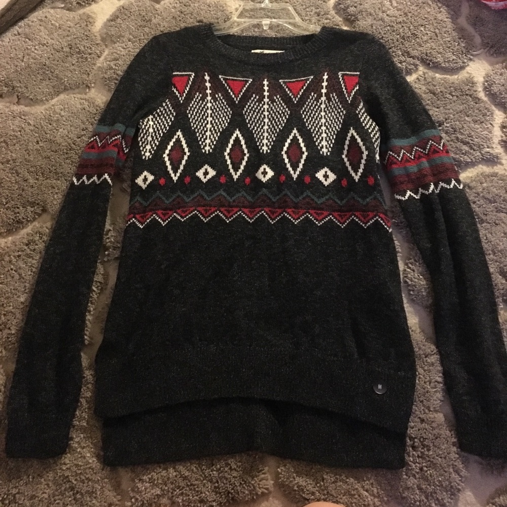 Grey printed long sleeve sweater